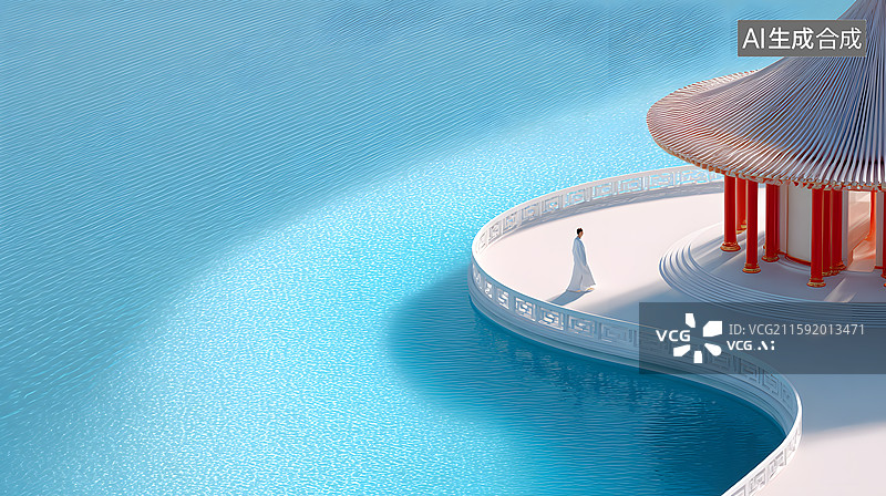 【AI数字艺术】中式楼阁图片素材