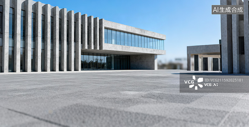 【AI数字艺术】现代简约风格玻璃建筑，汽车广告背景图图片素材