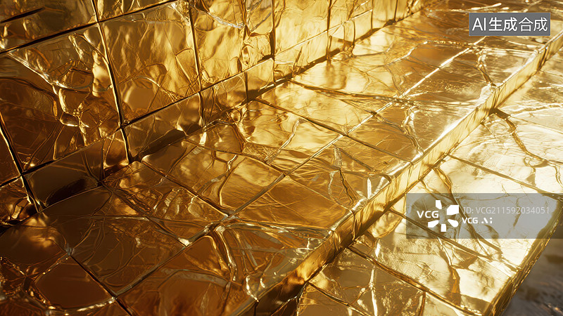 【AI数字艺术】金色箔片的纹理特写图片素材