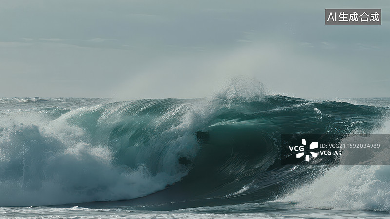 【AI数字艺术】巨浪翻滚，海面波涛汹涌图片素材