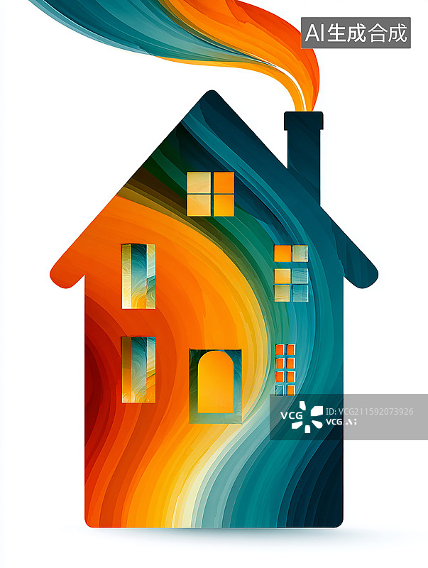 【AI数字艺术】创意色彩构建温馨家园图片素材