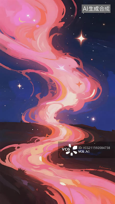 【AI数字艺术】星夜流光河图片素材