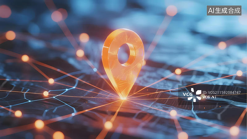 【AI数字艺术】科技网络中的定位图标图片素材