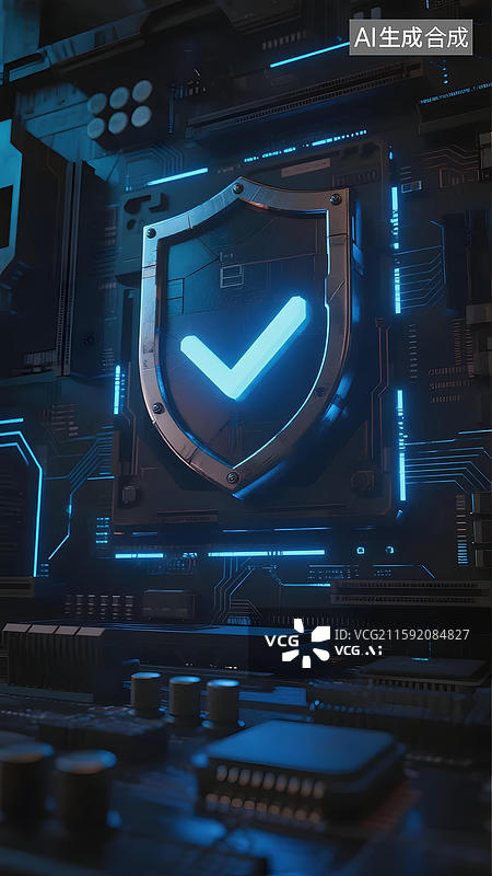 【AI数字艺术】科技防护盾牌界面图片素材