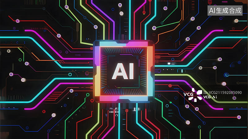 【AI数字艺术】人工智能芯片电路图图片素材