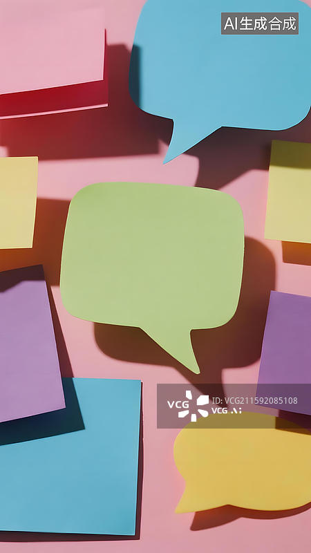 【AI数字艺术】彩色对话框贴纸排列图片素材