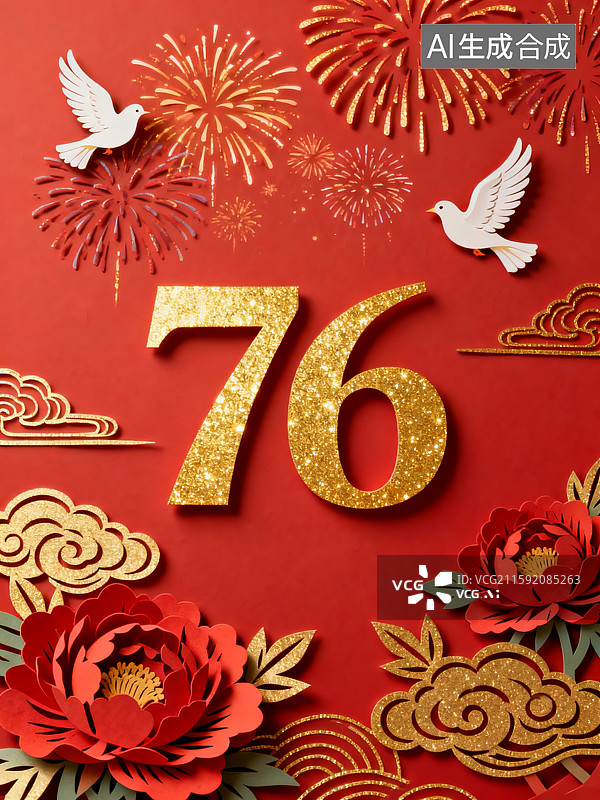 【AI数字艺术】庆祝第76个周年纪念日图片素材