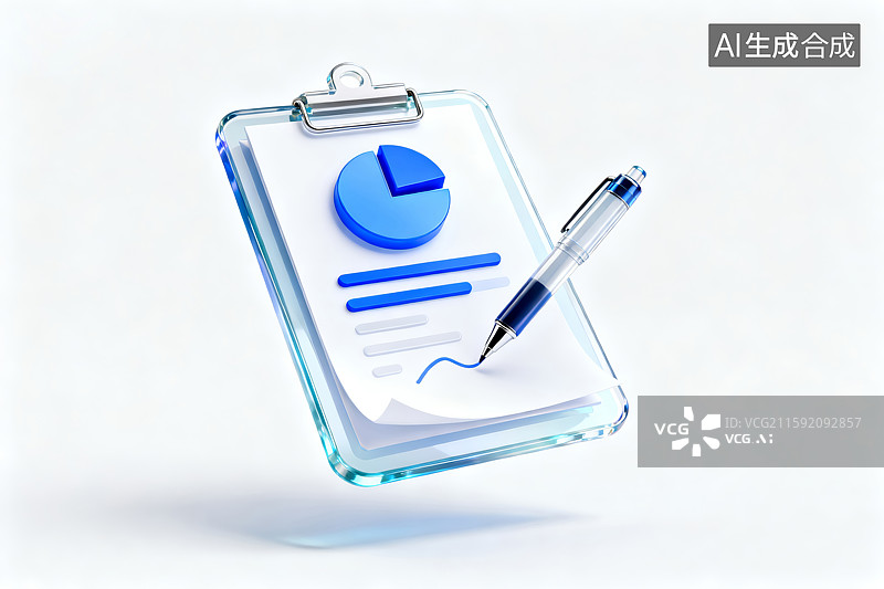【AI数字艺术】透明剪贴板与数据分析文档图片素材