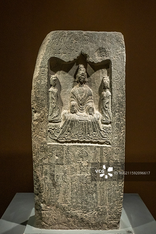 陕西省西安碑林博物馆朱奇兄弟造像碑北魏延昌元年512年1959年陕西华县瓜坡出土图片素材