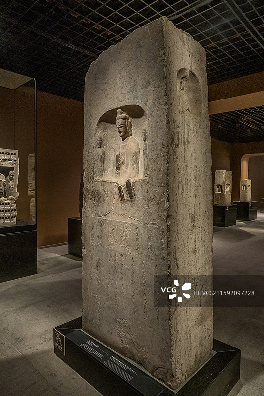 陕西省西安碑林博物馆邑子六十人造像碑北魏熙平二年517年1960年陕西富平县出土图片素材