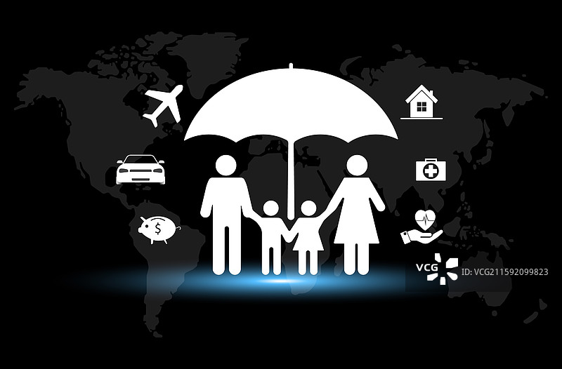 人寿保险与家庭保护概念图片素材