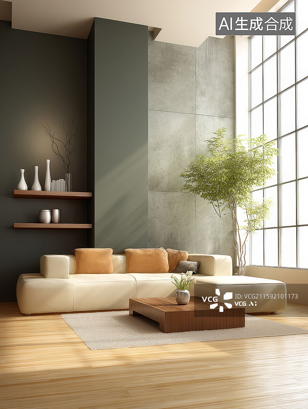 【AI数字艺术】现代简约客厅设计图片素材