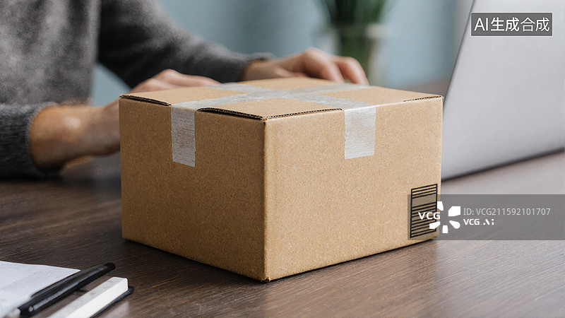 【AI数字艺术】快递包裹等待拆封图片素材