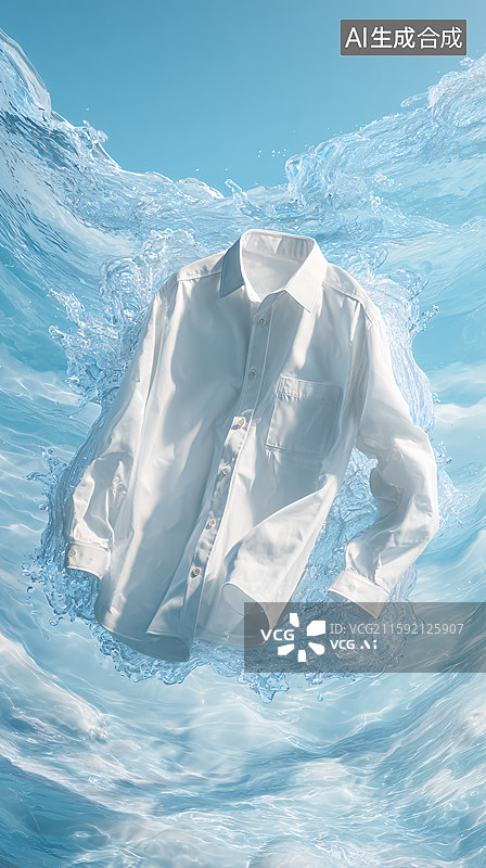 【AI数字艺术】水中的白衬衫图片素材