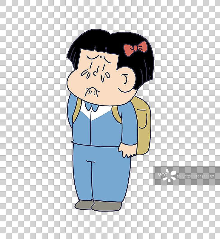 哭泣悲伤的背书包短发女孩学生图片素材