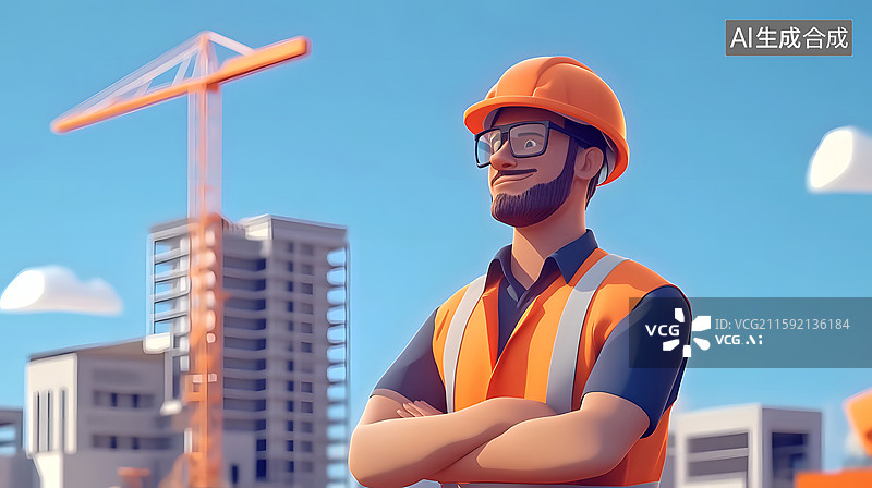 【AI数字艺术】建筑工地上的工人形象图片素材