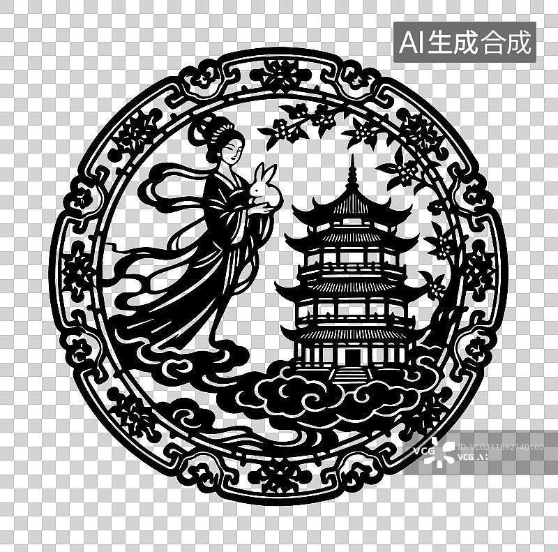 【AI数字艺术】圆形满月中秋图案设计图片素材