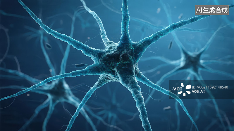 【AI数字艺术】神经元细胞结构显微图图片素材