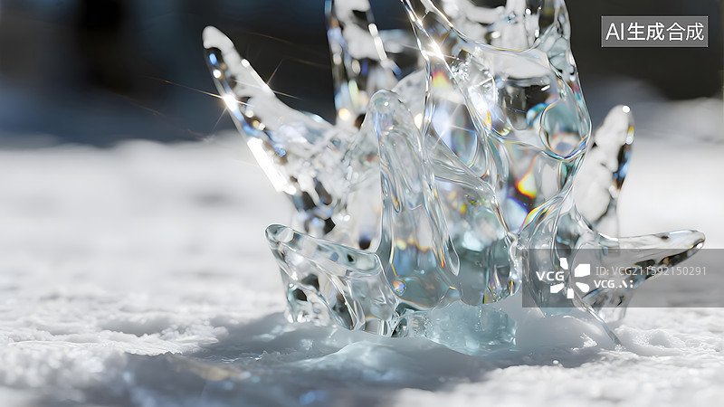 【AI数字艺术】3d透明感结冰玻璃背景展示图片素材
