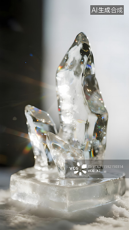 【AI数字艺术】3d透明感结冰玻璃背景展示图片素材
