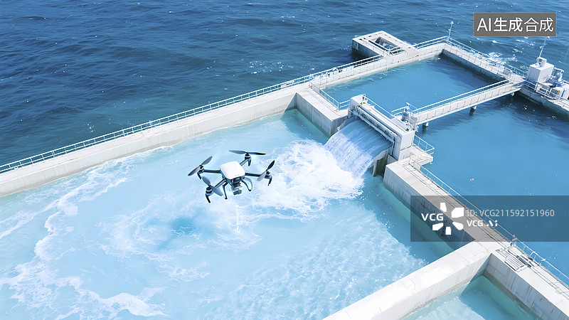 【AI数字艺术】太阳能海水淡化无人机​图片素材