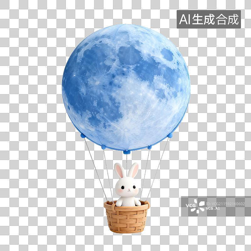 【AI数字艺术】中秋节，超级月亮，3D渲染蓝月亮免扣元素图片素材
