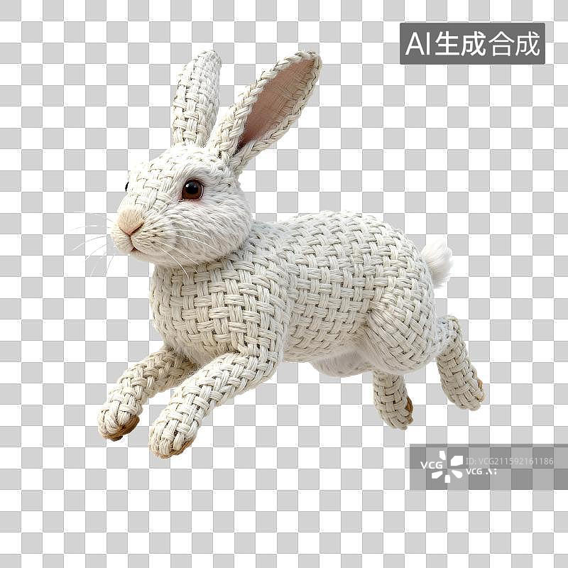【AI数字艺术】中秋节，3D渲染兔子奔跑免抠元素图片素材