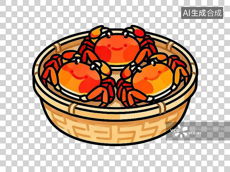 【AI数字艺术】放在盒子或篮子里的大闸蟹图片素材