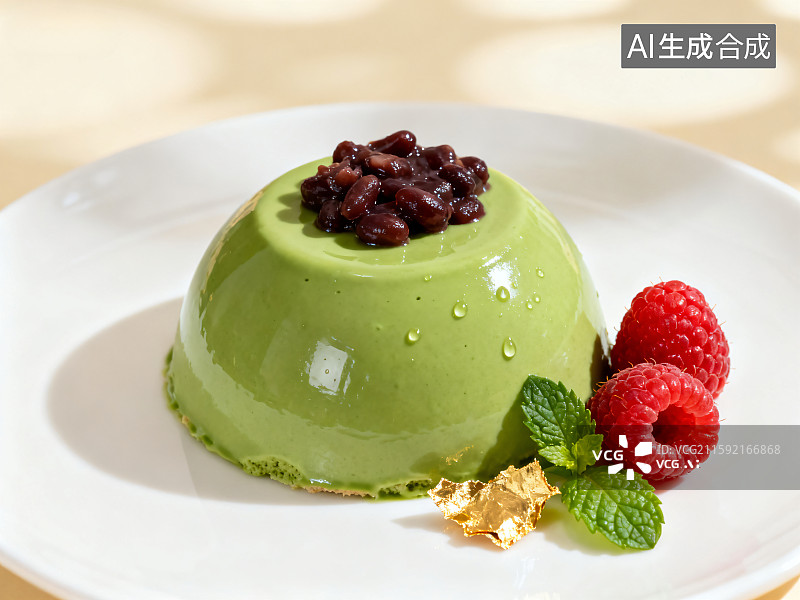 【AI数字艺术】抹茶红豆慕斯：舌尖上的日式艺术图片素材