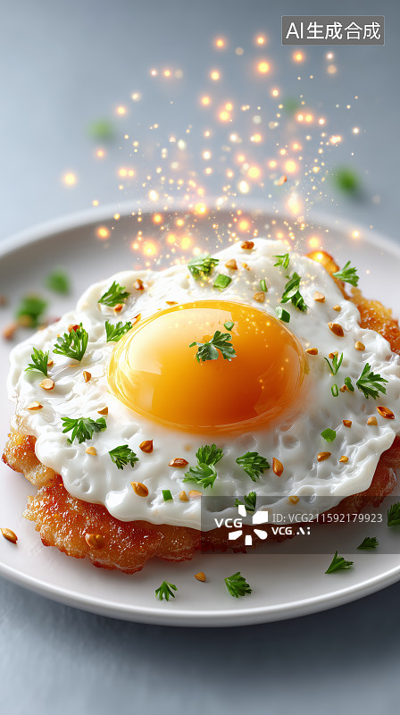 【AI数字艺术】煎蛋与香料食材摆盘图片素材