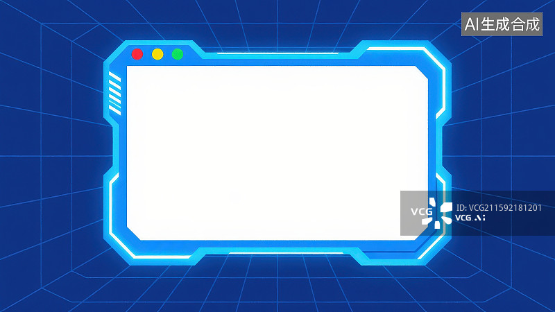 【AI数字艺术】科技边框白色屏幕显示器背景图片素材