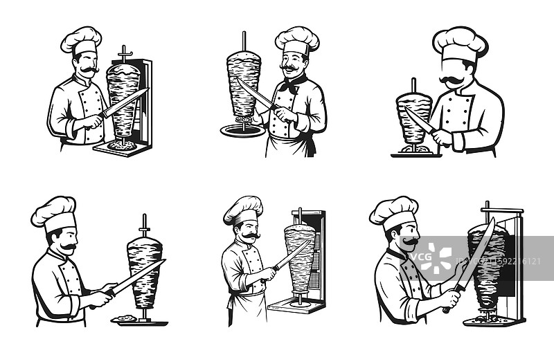 土耳其和阿拉伯风格的烤肉卷标志模板图片素材