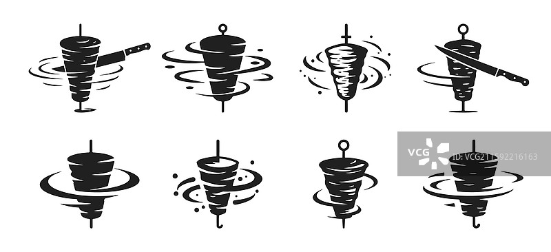 专业的烤肉卷标志设计图片素材