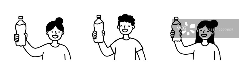 标志性的插图展示人们在饮水图片素材