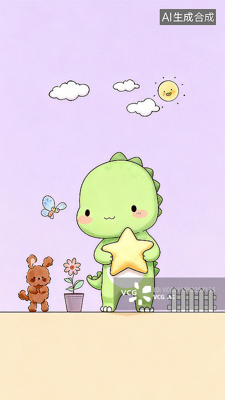 【AI数字艺术】可爱的小恐龙壁纸图片素材