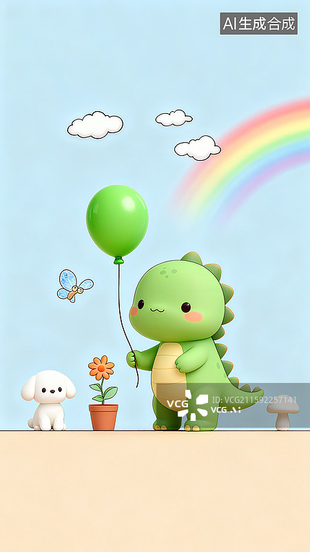 【AI数字艺术】可爱的小恐龙壁纸图片素材