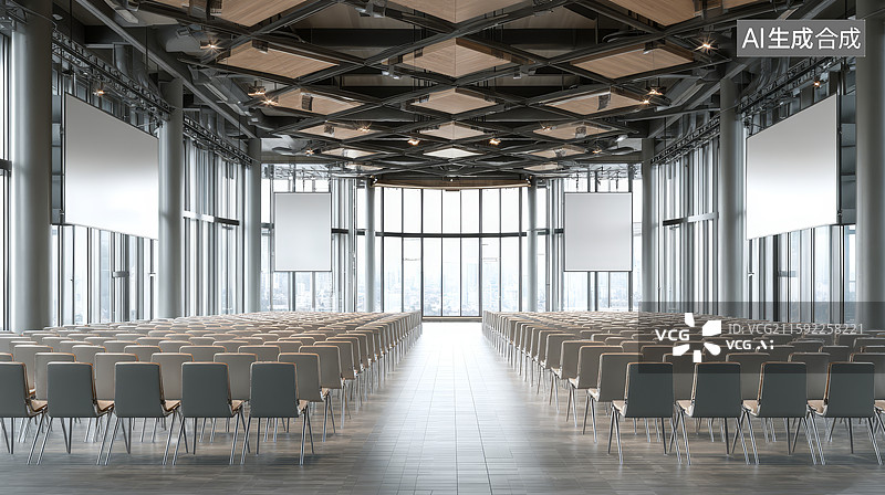 【AI数字艺术】宽敞明亮的大型会议室图片素材
