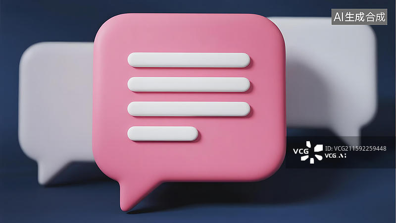 【AI数字艺术】粉色对话气泡图标图片素材