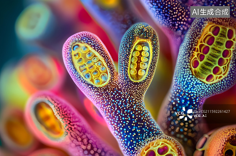 【AI数字艺术】微观细胞结构图片素材