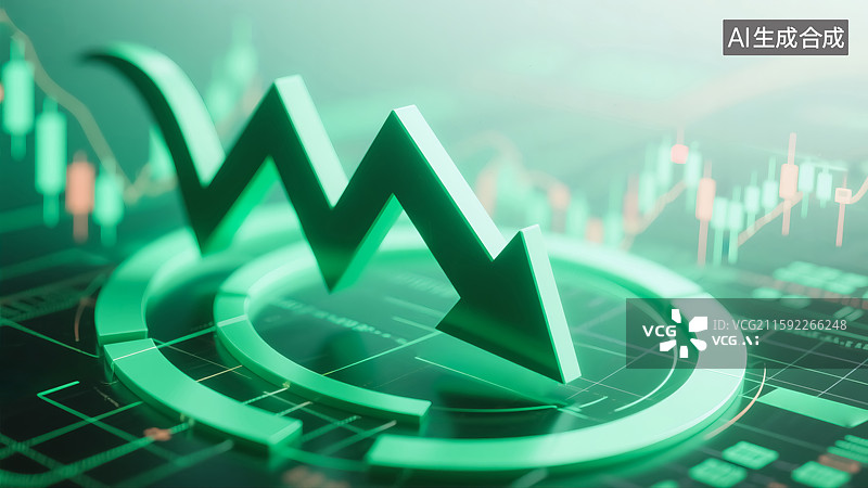 【AI数字艺术】金融股市下跌插画图片素材