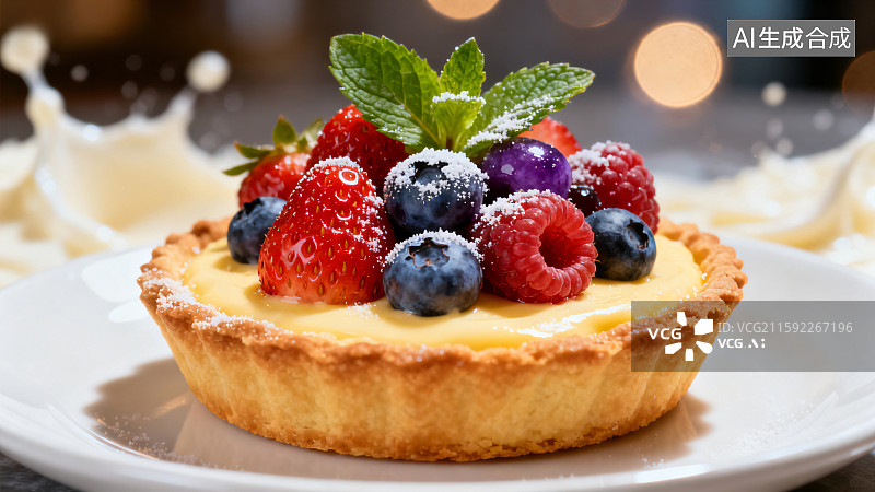 【AI数字艺术】精致浆果挞：味蕾的盛宴图片素材