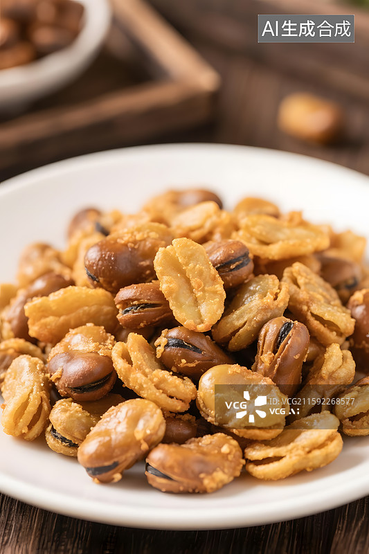 【AI数字艺术】酥脆可口的油炸蚕豆图片素材