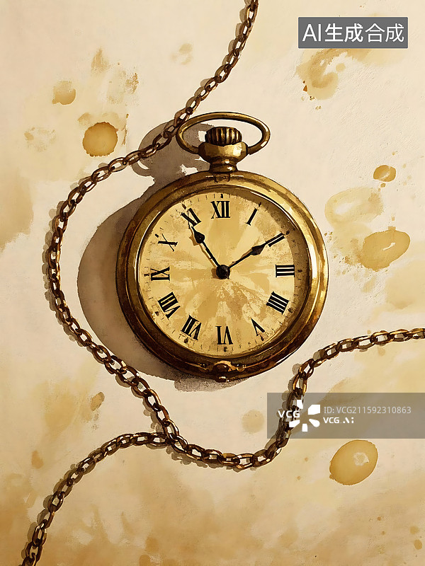【AI数字艺术】怀表与时间图片素材