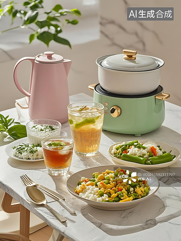【AI数字艺术】精致厨房美食时光图片素材