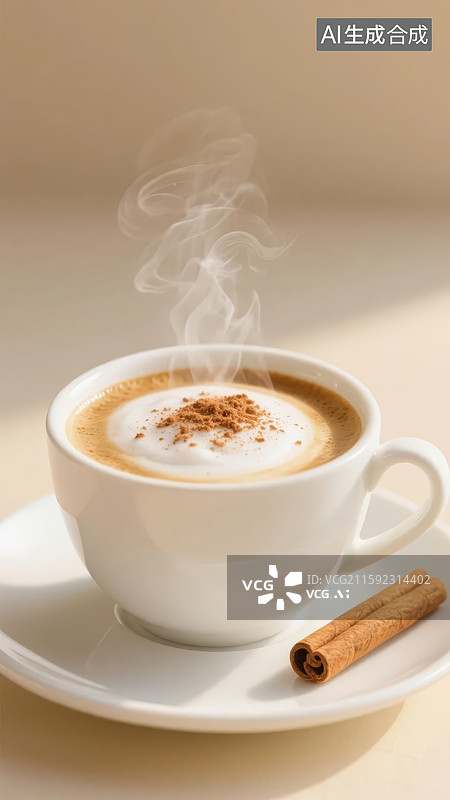 【AI数字艺术】热咖啡杯中飘出蒸汽图片素材