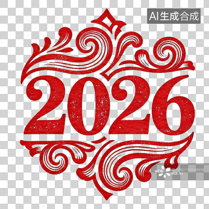 【AI数字艺术】2026年，马年，印章，复古，花纹图片素材