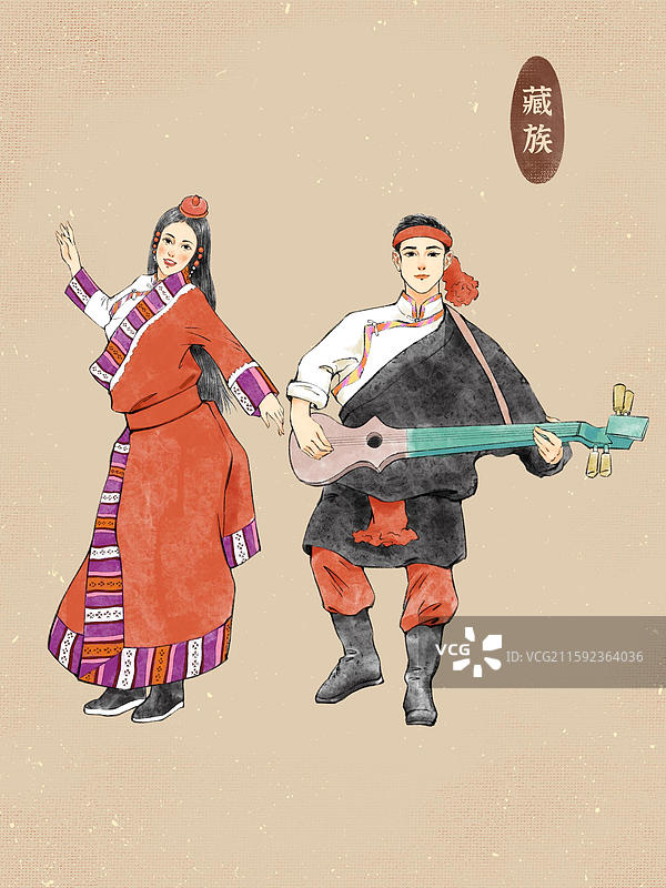 男女双人56民族，布依族藏族回族满族蒙古族维吾尔族彝族壮族图片素材