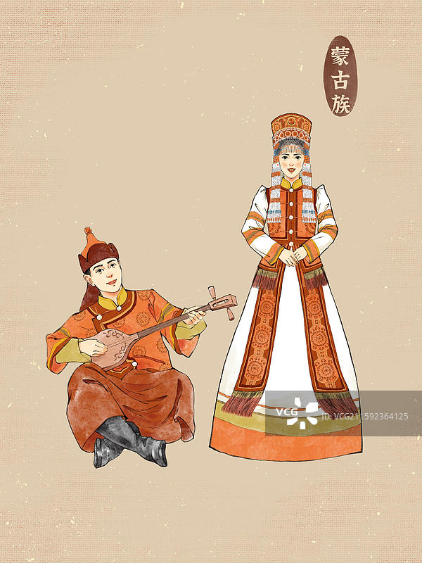 男女双人56民族，布依族藏族回族满族蒙古族维吾尔族彝族壮族图片素材