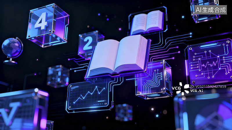 【AI数字艺术】教育与科技创新插画图片素材