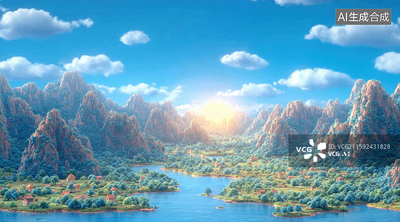 【AI数字艺术】梦幻岛屿的奇幻之旅图片素材